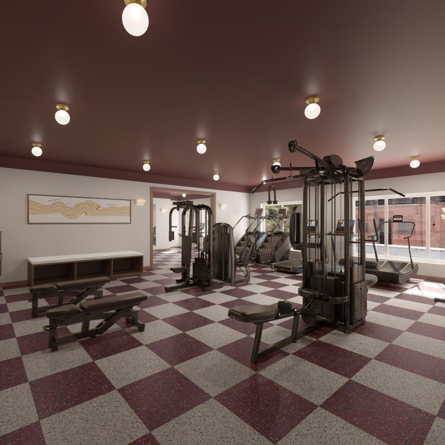 a gym with exercise equipment