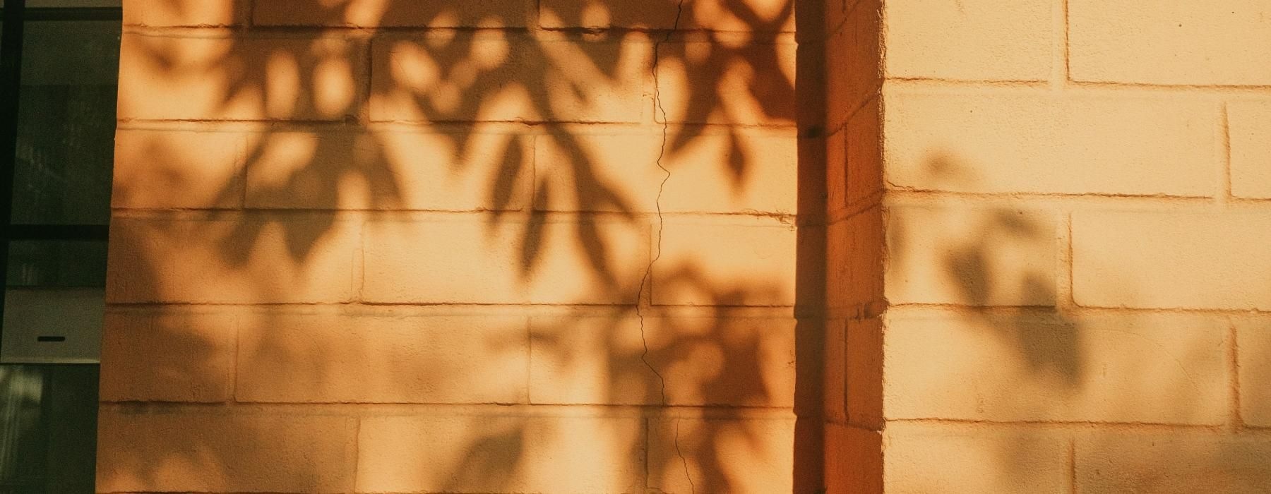 a brick wall with a shadow on it